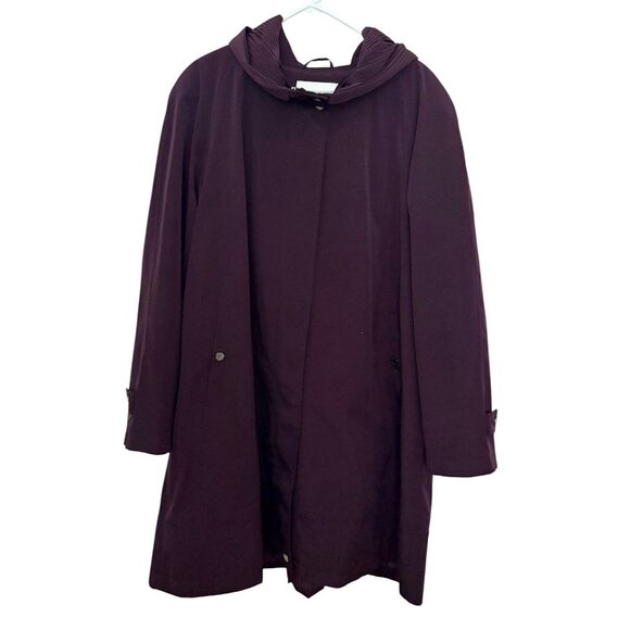 Coldwater Creek XL Women’s Purple Hooded Saturday In The Park Lined Raincoat - Picture 2 of 11